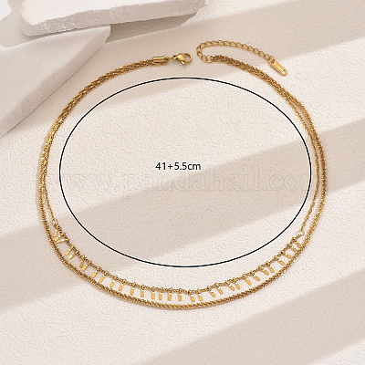 201 геометрическое двухслойное ожерелье из нержавеющей стали в форме ключиц FY0428-1