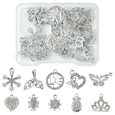 20шт 10 стильные подвески из сплава с кристаллами и стразами ALRI-FS0001-01-1