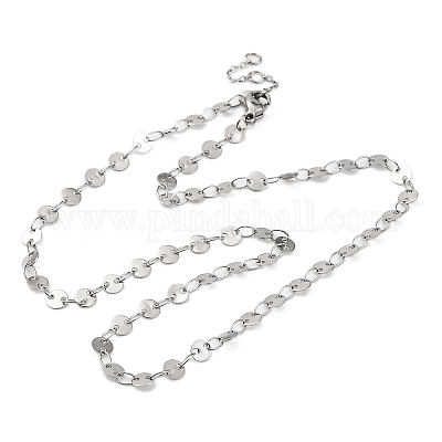 Ожерелья из нержавеющей стали 304 с плоскими пайетками для женщин с защитой от потускнения NJEW-K255-28P-1