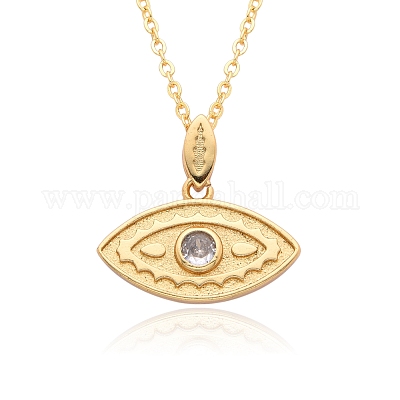 Ожерелья с подвесками из латуни с микропаве и прозрачным кубическим цирконием для женщин NJEW-B092-02G-1