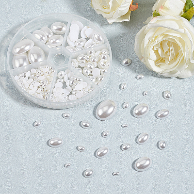 Экологичные пластиковые кабошоны с имитацией жемчуга MACR-PH0001-13-1