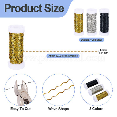 3 рулон 3-х цветных железных волнистых проволок MW-TA0001-04-1