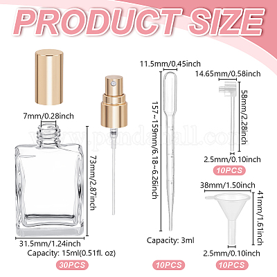 30 шт. стеклянные флаконы для духов с ПП-пластиком&nbsp;AJEW-GA0009-21-1