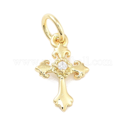 Подвески из латуни с покрытием из прозрачного кубического циркония KK-M293-17G-1