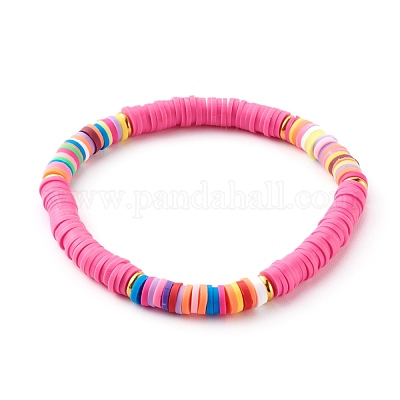 Pandahall elite 1 set braccialetti elastici fatti a mano in argilla  polimerica heishi surfer con perline di plastica ccb all'ingrosso 