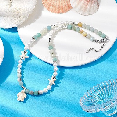 Ожерелья из смешанных драгоценных камней и жемчуга NJEW-JN04790-1