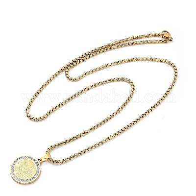 Мужские ожерелья с цепочкой из нержавеющей стали 201 с микропаве из прозрачных кубических цирконий NJEW-S387-03G-1