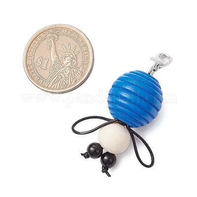 Бусины-подвески из искусственного жемчуга из пчелиного дерева и АБС-пластика HJEW-JM03219-1