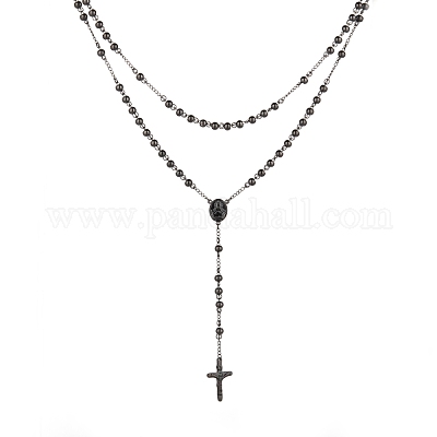 Collana da uomo con rosario e croce crocifisso all'ingrosso - It