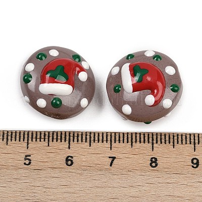 Рождественские эмалевые бусины ручной работы в технике лэмпворк LAMP-C020-03B-1