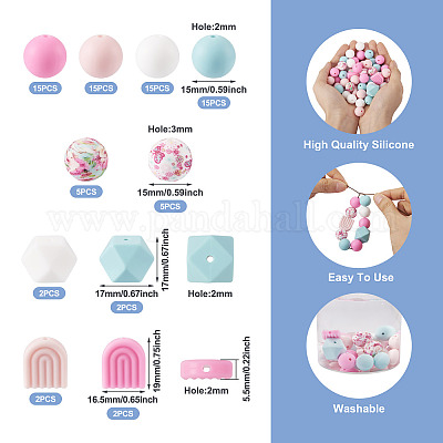 78 шт. 10 стильных круглых/шестиугольных/арочных фокальных бусин из пищевого экологически чистого силикона SIL-TA0001-43-1