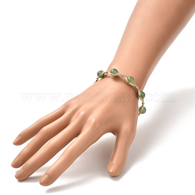 Браслеты из бисера из авантюрина из натурального зеленого авантюрина для мужчин и женщин X1-BJEW-TA00012-02-1