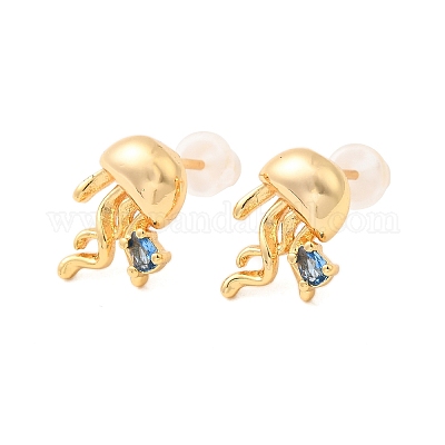 Латунь серьги EJEW-C158-11A-G-1