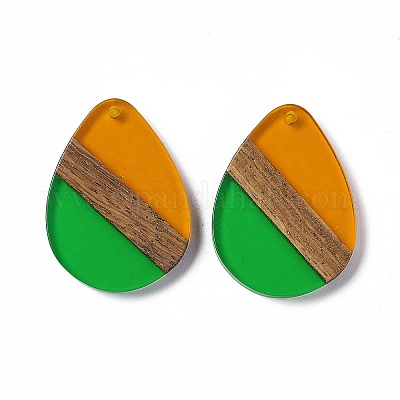 Подвески из прозрачной смолы и ореха RESI-M027-04I-1