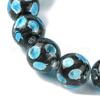 Серебряные песочные бусины лэмпворк ручной работы LAMP-A003-01A-1