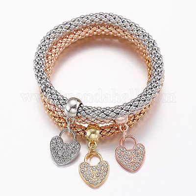 3шт браслеты с подвесками в форме сердца из цинкового сплава FS-WG3B029-01-1
