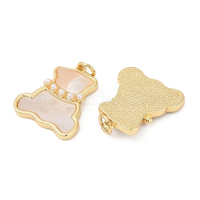 Подвески из латуни из натуральных ракушек KK-U058-07G-1