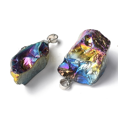 Грубые необработанные гальванические подвески из натурального кристалла кварца G-S282-15C-1