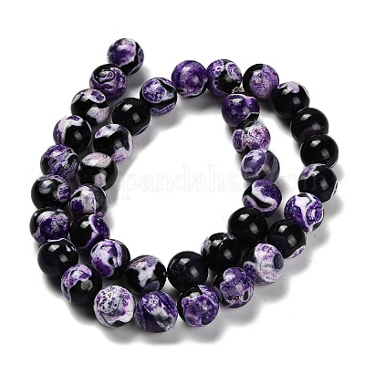 Крашеные бусины из натурального огненного агата с треском G-G203-10E-10mm-1