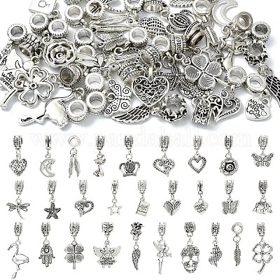 64шт 30 стиля сплава европейские висячие подвески в тибетском стиле FIND-YW0006-73-1