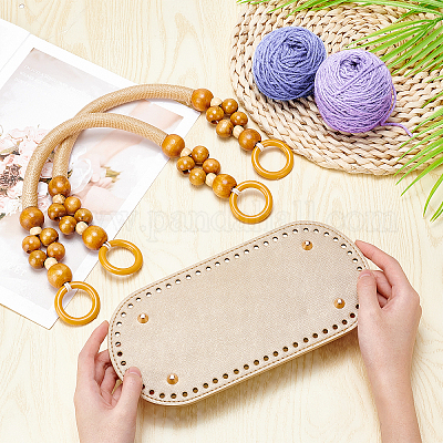 Wooden Beaded Bag Handles Purse Handle Nylon Purse Straps Rustic Bag Handle  Replacement for Crocheted Bag