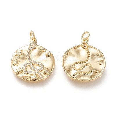 Латунные микропаве прозрачные подвески с фианитом KK-F820-28G-1