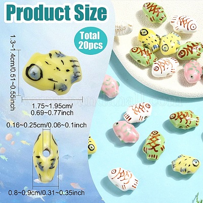 20шт 4 цвета фарфоровые бусины ручной работы PORC-YW0001-23-1