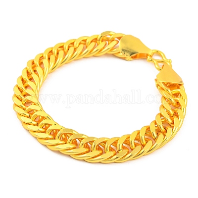 Браслеты-цепочки из латуни с кубинскими звеньями BJEW-G710-01G-1