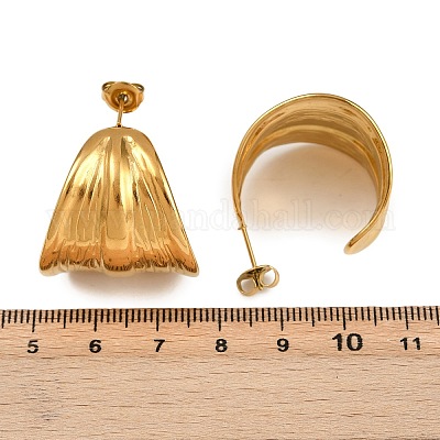 Серьги-гвоздики из нержавеющей стали 304 в форме буквы С EJEW-I319-04G-1