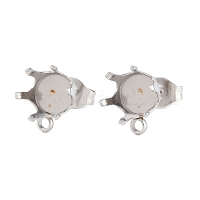 Плоская круглая фурнитура для сережек-гвоздиков из нержавеющей стали 304 STAS-D389-04F-P-1