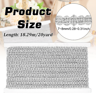 Металлизированная кружевная отделка из полиэстера SRIB-WH0011-180D-02-1