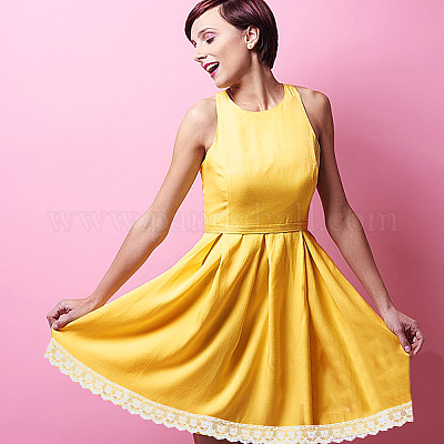 7.5 ярд кружева с вышивкой из молочного волокна и цветочной отделкой OCOR-GO0001-19-1