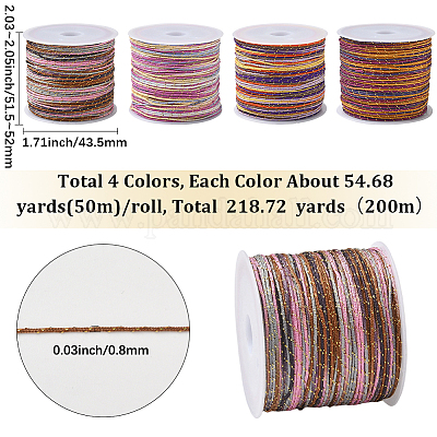 4 рулон 4-цветного сегментно окрашенного круглого нейлонового шнура с китайским узлом WCOR-SC0001-02B-1
