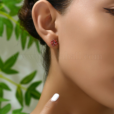 Изысканные серьги-гвоздики в форме сердца из серебра s925 с красным цирконием для девочек. XS8392-1