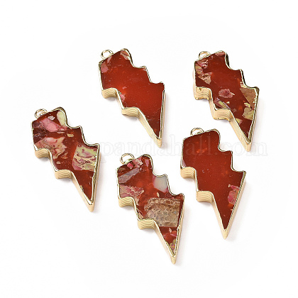 染色された天然インペリアルジャスパーペンダント ライトニングボルト