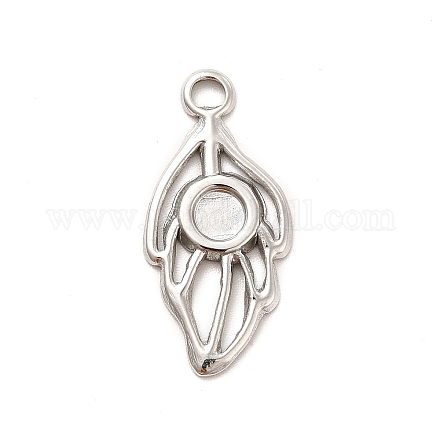 304 Stainless Steel Pendant Cabochon Settings STAS-F282-13MC-1