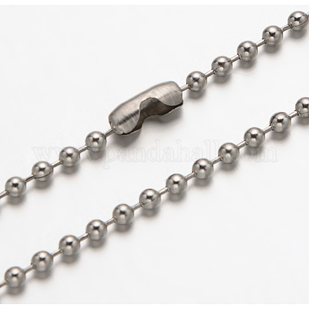 Горячий продавать 304 из нержавеющей стали цепи ожерелье мяч NJEW-E045-13P-1