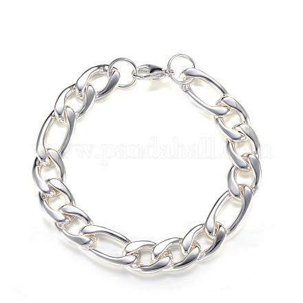 304 Stainless Steel Figaro Chain Bracelets BJEW-P064-17P-1