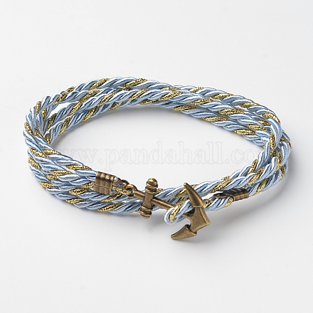 Bracelets enveloppés de deux boucles en cordon de polyester BJEW-M193-14-1