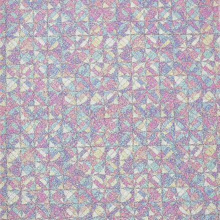 模造革生地  自己粘着性の布地  衣類用アクセサリー  幾何学的模様  カラフル  30~30.7x19.5~20x0.05cm DIY-WH0157-64B-05-1
