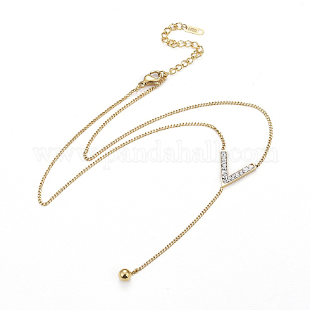 304 Stainless Steel Curb Chains Chevron Lariat Necklaces NJEW-F267-23G-1