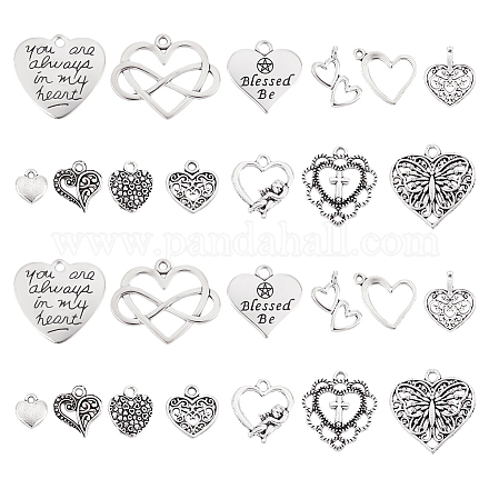 arricraft 130 Pcs 13 Styles Heart Charm Pendants FIND-AR0003-44-1