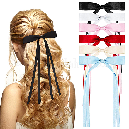 Заколки для волос из кожи аллигатора с бантом из полиэфирной ленты AJEW-CP0008-40B-1