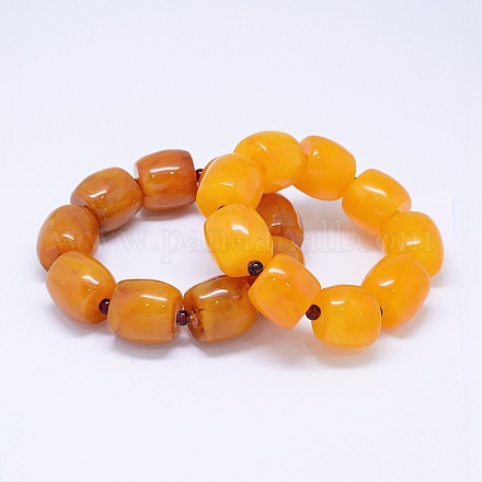 Resin Imitation Amber Beads Stretch Bracelets BJEW-E337-14-1