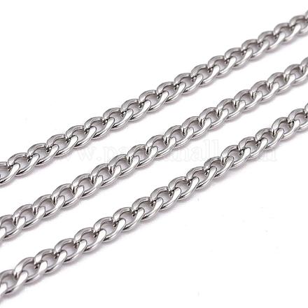 304男性用ネックレス作成用ステンレスツイストチェーン  溶接されていない  ステンレス鋼色  4.5x3x0.8mm CHS-K001-86-1