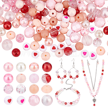 Ph pandahall 480 pièces perles acryliques roses OACR-PH0001-93-1