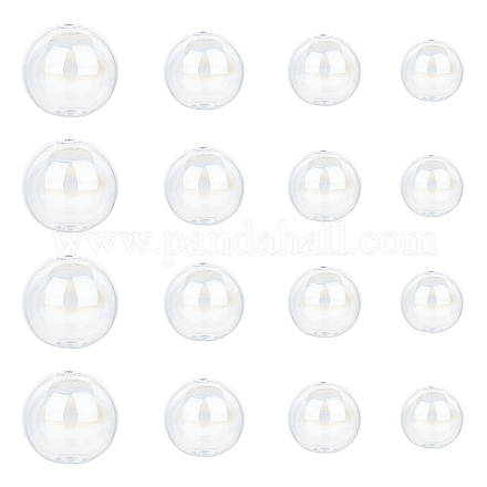 パンダホール32個4サイズダブルホールウィッシュグラスボール  diyペンダントチャームスタッドピアス作りのための手作り吹きガラスビーズミニ空の透明なabガラスグローブビーズ BLOW-PH0001-14-1