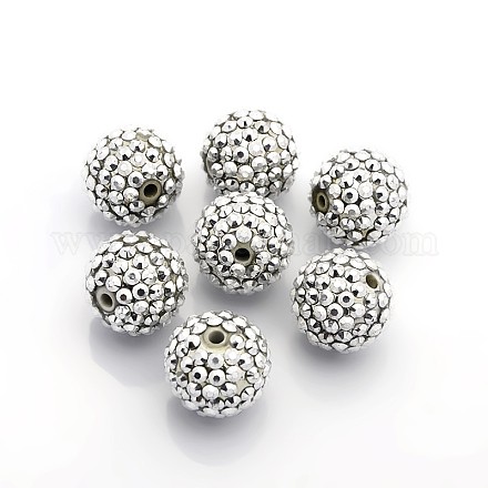 Perles de boule en gypse avec strass en résine X-RESI-S260-20mm-S2-1