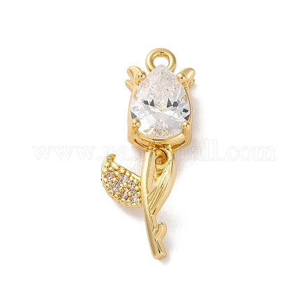 Ионное покрытие (ip) латунные микропаве кубические цирконии тюльпаны подвески KK-U042-02G-01-1