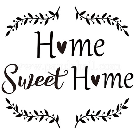 Rechteck mit Wort Home Sweet Home PVC-Wandaufkleber DIY-WH0228-121-1